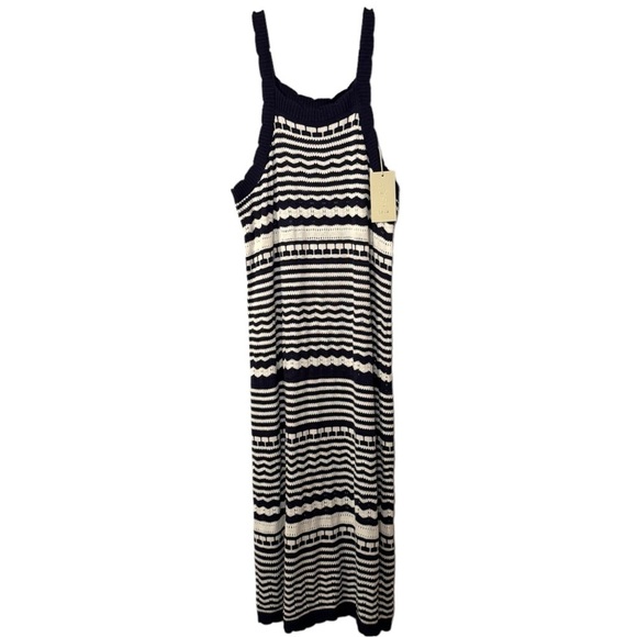 Joie Dresses & Skirts - NWT Joie Crochet MIDI tank dress striped navy white XL womens beachy boho casual